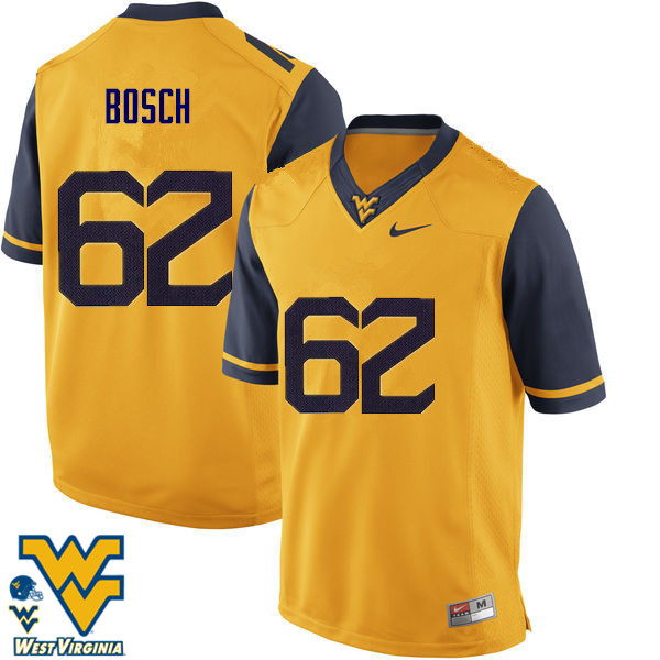 Men #62 Kyle Bosch West Virginia Mountaineers College Football Jerseys-Gold - Click Image to Close